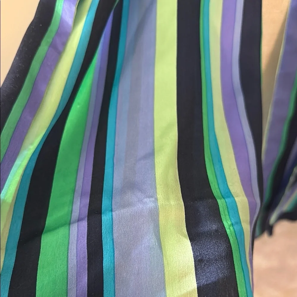 Worth Striped Silk‎ Scarf - Blue, Green, Purple
